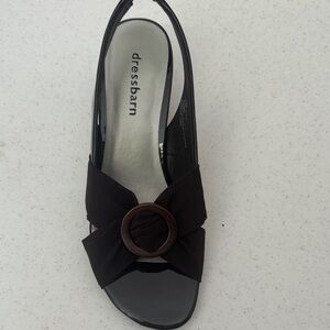 Dressbarn Black Slingback Sandals with Bow Accent